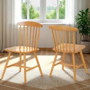 Emmett Natural Oak Wooden Dining Chairs In Pair