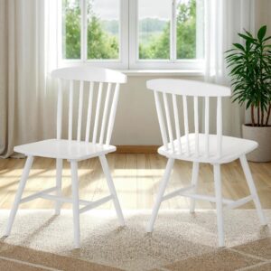 Emmett White Wooden Dining Chairs In Pair