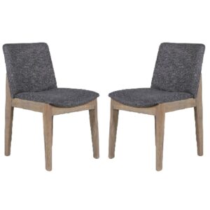 Fenwick Dark Grey Wooden Dining Chair With Fabric Seat In Pair