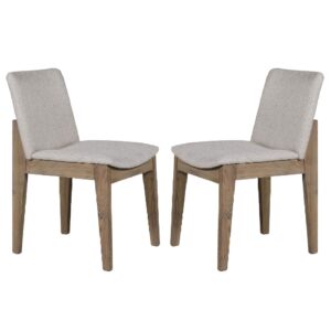 Fenwick Natural Wooden Dining Chairs With Fabric Seat In Pair