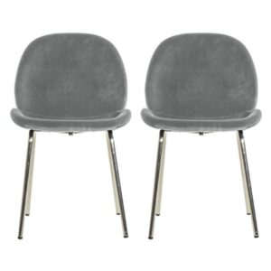 Flanaven Light Grey Velvet Dining Chairs In Pair