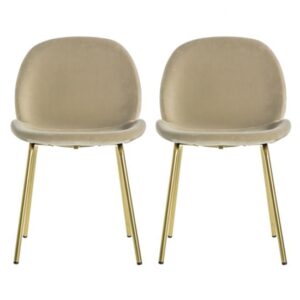 Flanaven Oatmeal Velvet Dining Chairs In Pair