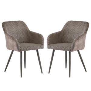 Glen Grey Corduroy Velvet Dining Chairs In Pair