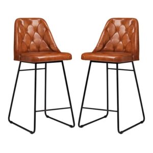 Hayton Bruciato Genuine Leather Bar Stools In Pair