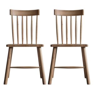 Kinghamia Oak Wooden Dining Chairs In Pair