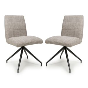 Legain Oatmeal Fabric Dining Chairs With Black Legs In Pair