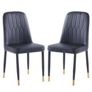 Lima Black Faux Leather Dining Chairs In Pair