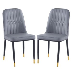 Lima Grey Faux Leather Dining Chairs In Pair