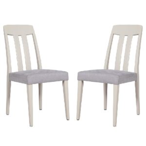 Mainz Taupe Wooden Dining Chairs With Fabric Seat In Pair