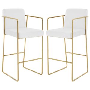 Markeb Mink Velvet Bar Stool With Gold Steel Frame In A Pair