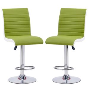 Ritz Green And White Faux Leather Bar Stools In Pair