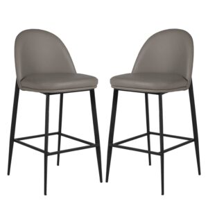 Vacaville Grey Faux Leather Bar Stools In Pair