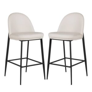 Vacaville Taupe Cream Faux Leather Bar Stools In Pair